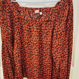 Chic Floral Blouse - Red and Black
